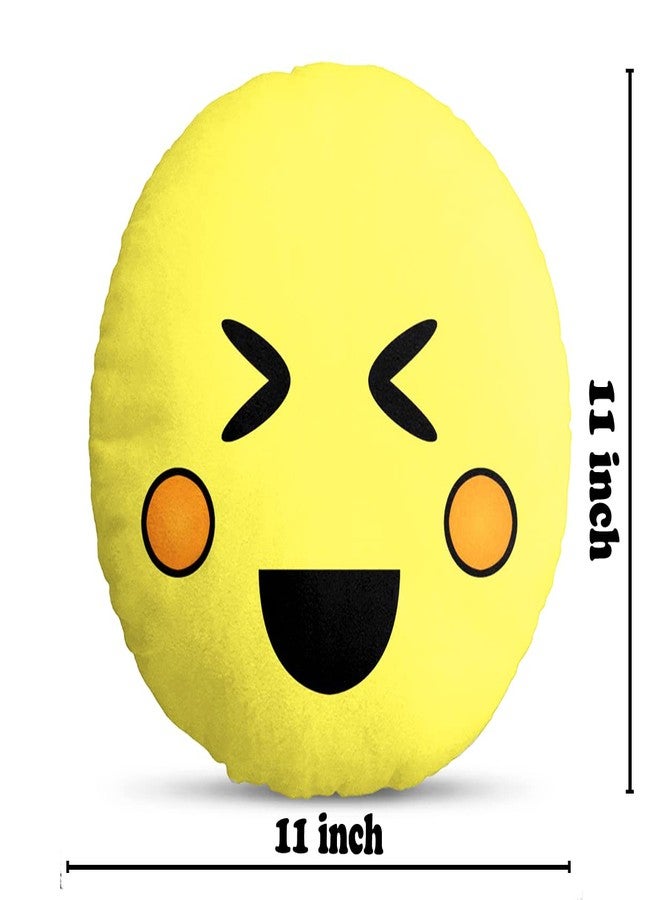 DREAMVIO Velvet Round Shape Fabric Printed Soft Plush Filled Cushions/Pillow - 11X11 Inch, Smiley 17 (Yellow) - Image 2